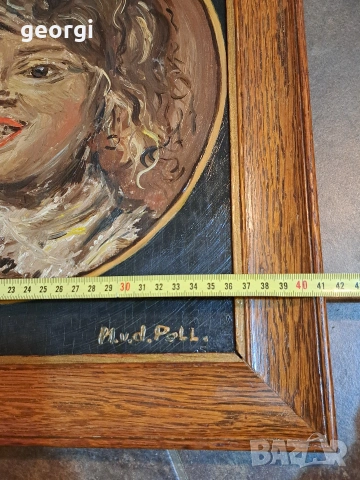 авторска картина "Усмихнато момче" маслени бои върху дървена основа , снимка 11 - Картини - 53035820