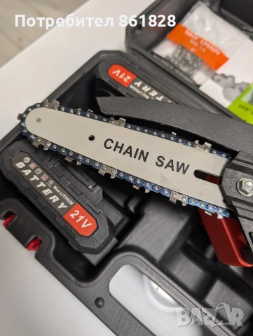 Електрически верижен трион с две батерии и зарядно, снимка 2 - Градински инструменти - 53024427