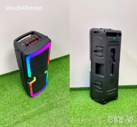 Активна Караоке Тонколона 2х8 инча с Безжичен Микрофон и RGB светлини, снимка 3 - Тонколони - 53702248