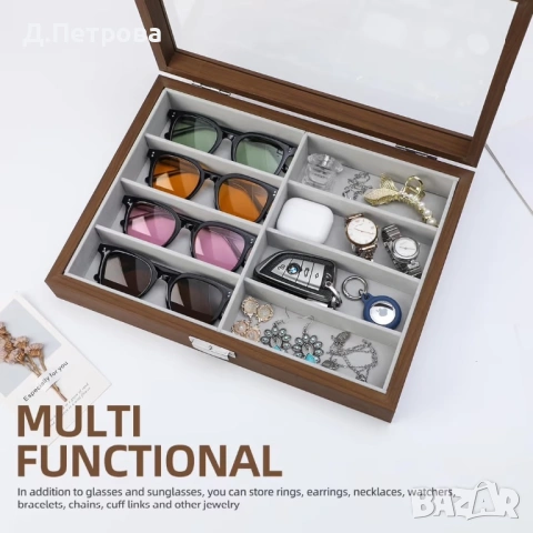 Дървена кутия за очила BAOJULONG – за 8 броя, снимка 4 - Органайзери - 53745321