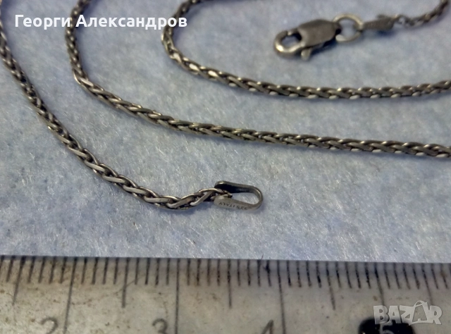 Фино СРЕБЪРНО КОЛИЕ / ВЕРИЖКА Сребро 925 ITALY S с БЯЛА ПОЗЛАТА Здрава Красива Винтидж - АРТ Плетка, снимка 5 - Колиета, медальони, синджири - 52776236