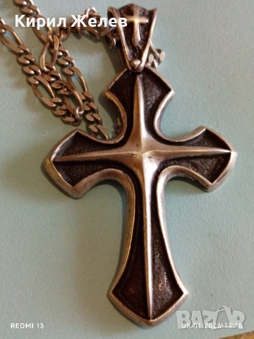 Сребърно колие с висулка кръст символ на духовна сила и закрила перфектно 18702, снимка 9 - Колиета, медальони, синджири - 52987066