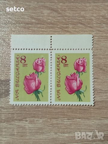 България Флора цветя рози 1962 г. чифт, снимка 1 - Филателия - 46454516