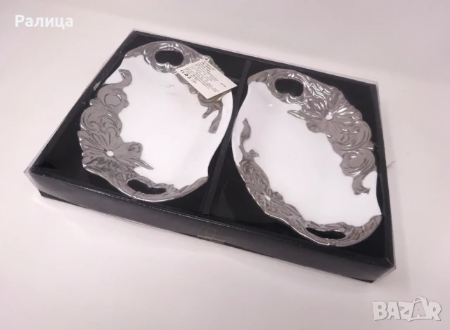 Комплект 2 бр. нови, стилни порцеланови чинии с орнаменти, снимка 2 - Други - 50756015