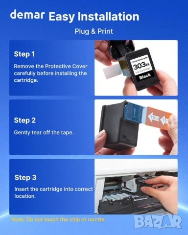 Мастилени касети 303XL, черна и цветна, за принтери HP, снимка 7 - Консумативи за принтери - 53402904