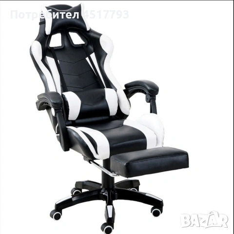 Въртящ се кожен стол за офис и компютърни игри, снимка 2 - Столове - 53172619