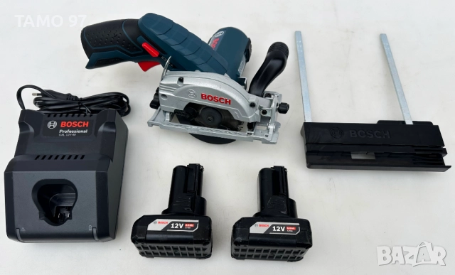 BOSCH GKS 12V-26 - Акумулаторен циркуляр 2x12V 6.0Ah като нов!, снимка 3 - Триони и циркуляри - 52888481