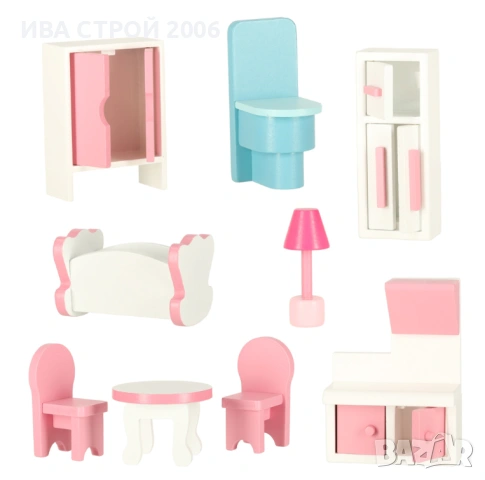 Дървена къща за кукли 80 см | Lulilo Papilio с мебели | PraktiHome, снимка 6 - Играчки за стая - 54240048