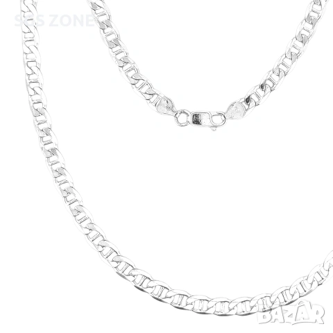 Голяма сребърна верижка от Италия с родиево покритие, снимка 3 - Колиета, медальони, синджири - 53124967