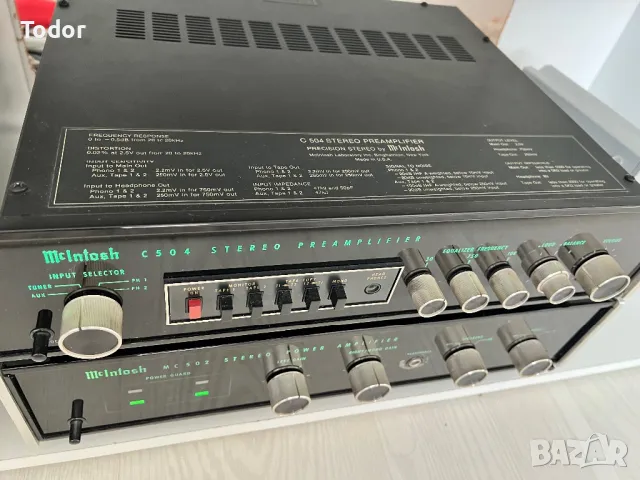 Mcintosh MC502 + C504 пред с крайно стъпало, снимка 4 - Ресийвъри, усилватели, смесителни пултове - 47145538