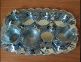 Комплект 6 чаши с подложки и поднос , снимка 1 - Чаши - 44937604