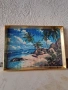 Диамантен гоблен море с палми-готов и рамкиран, снимка 2