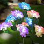 Соларни цветни градински светлини водоустойчиви хортензия за декорация, снимка 1