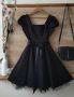 Черна официална разкроена рокля с тюл, снимка 1 - Рокли - 45842544