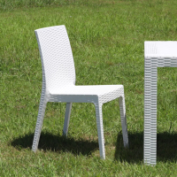 Градински стол от полипропилен с плетен дизайн - Бял, снимка 5 - Столове - 44962849
