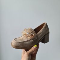 Нови дамски обувки на ток от велур с кристали. Изключително красив и лек модел. , снимка 7 - Дамски обувки на ток - 45261330