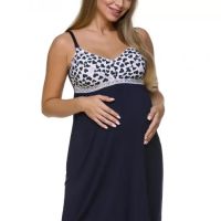 Нощница за бременни и кърмещи жени в тъмносин цвят 3129 Lupoline (008), снимка 1 - Дрехи за бременни - 45780537