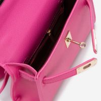 Цикламена розова чанта по модел на Хермес Hermes Kelly mini, снимка 3 - Чанти - 45782596