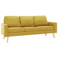 vidaXL 3-местен диван, жълт, текстил(SKU:288719, снимка 1 - Дивани и мека мебел - 45186246