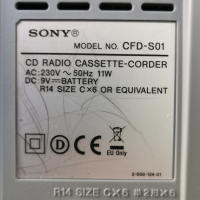 FM радио касетофон SONY CFD-S01, снимка 5 - Радиокасетофони, транзистори - 44969964