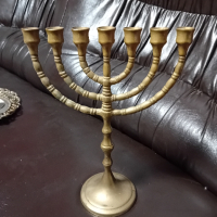 Еврейски  свещник Менора, снимка 4 - Антикварни и старинни предмети - 44940752