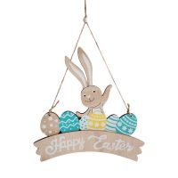 4741 Висяща великденска украса Happy Easter с декорация Зайче и яйца, снимка 1 - Декорация за дома - 45467713