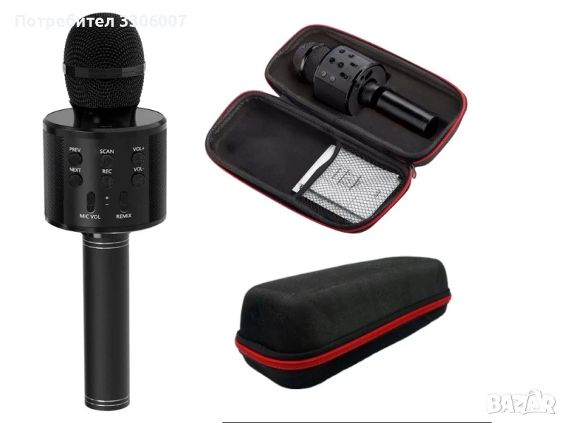БЕЗЖИЧЕН BLUETOOTH МИКРОФОН КАРАОКЕ В ЧЕРЕН ЕЛЕГАНТЕН КАЛЪФ, снимка 1