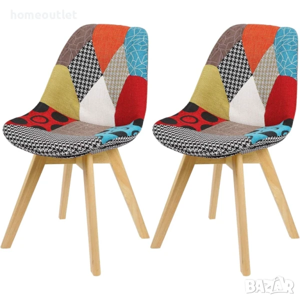 РАЗПРОДАЖБА Трапезни столове с цветна дамаска тип пачуърк, к-т от 2бр R013-SIM LUXURY LQ-BBYJX-2HONG, снимка 1