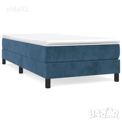 vidaXL Боксспринг рамка за легло, тъмносиня, 100x200 см, кадифе（SKU:3121106, снимка 1