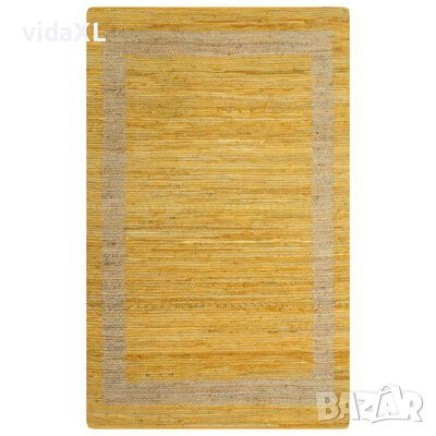 vidaXL Ръчно тъкан килим от юта, жълт, 160x230 см（SKU:133733, снимка 1