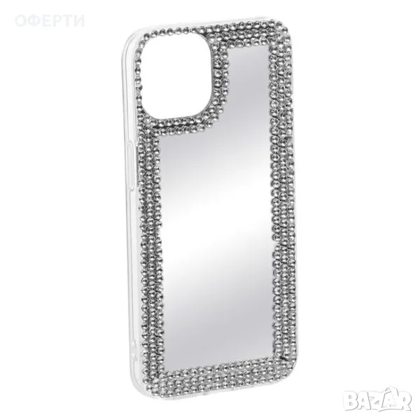 Калъф за мобилен телефон iPhone 13/14 Mirror Silver Rhinestone арт No233391, снимка 1