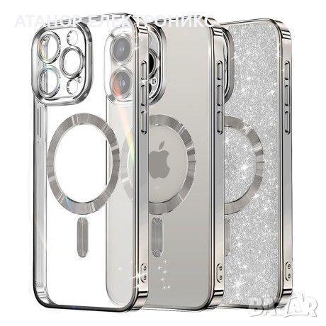 Калъф-Techsuit - Luxury Glitter MagSafe - IPhone 15 Pro Max - Silver, снимка 1