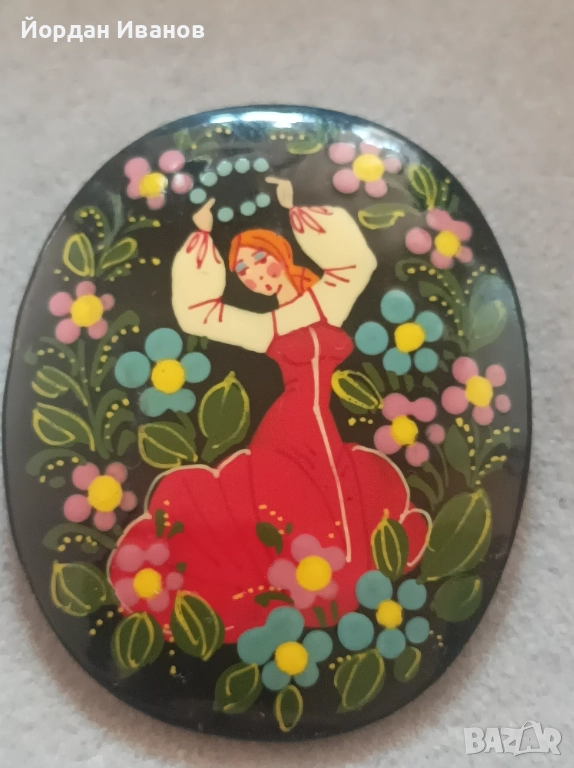 Руска старинна брошка"Палех", снимка 1