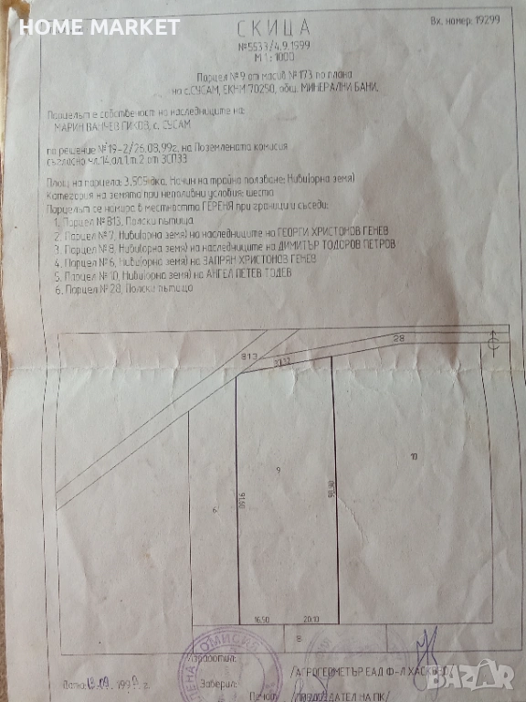 Продавам 6.4 дк земеделска земя в с. Сусам общ. Минерални бани - Хасково, снимка 1