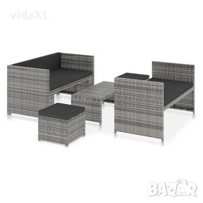 vidaXL Градински комплект с възглавници, 5 части, полиратан, сив(SKU:46808, снимка 1