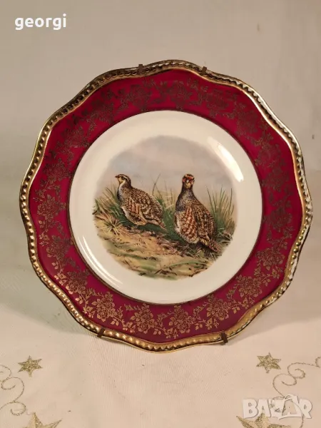 декоративна порцеланова чиния Limoges ловна тематика яребици 25/1, снимка 1