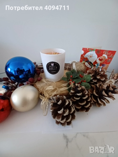 Декоративна свещ със соев восък и аромат на цветя, снимка 1