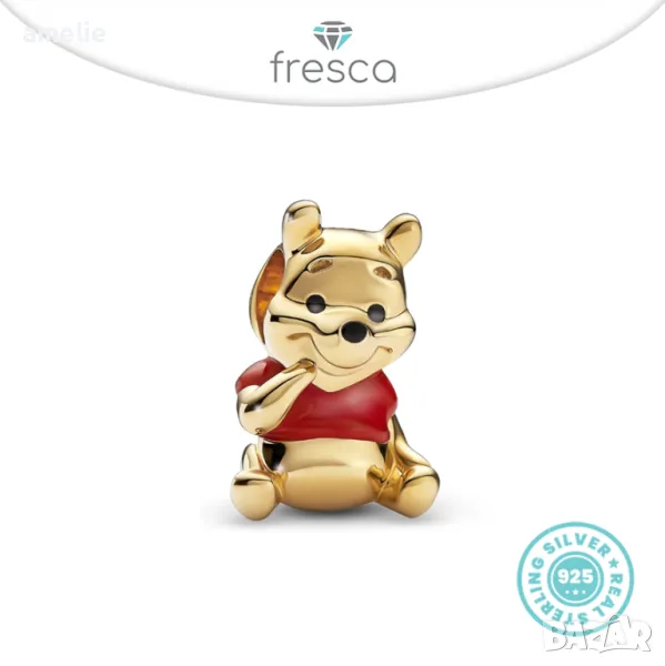 Талисман Fresca по модел тип Pandora Мечо Пух Дисни Disney Pooh Bear Charm. Колекция Amélie, снимка 1