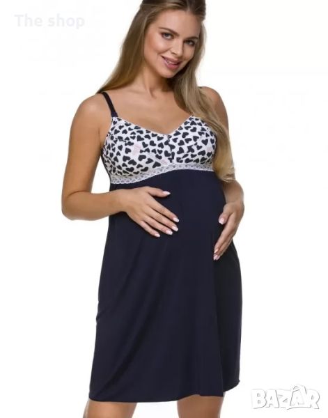Нощница за бременни и кърмещи жени в тъмносин цвят 3129 Lupoline (008), снимка 1
