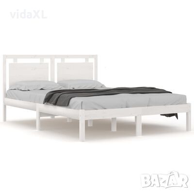 vidaXL Рамка за легло, бяла, дърво масив, 180x200 cм, Super King（SKU:3105551, снимка 1