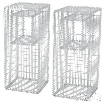 vidaXL Габионна кошница стълб / плантер, 2 бр, стомана, 50x50x120 cм(SKU: 142544, снимка 1