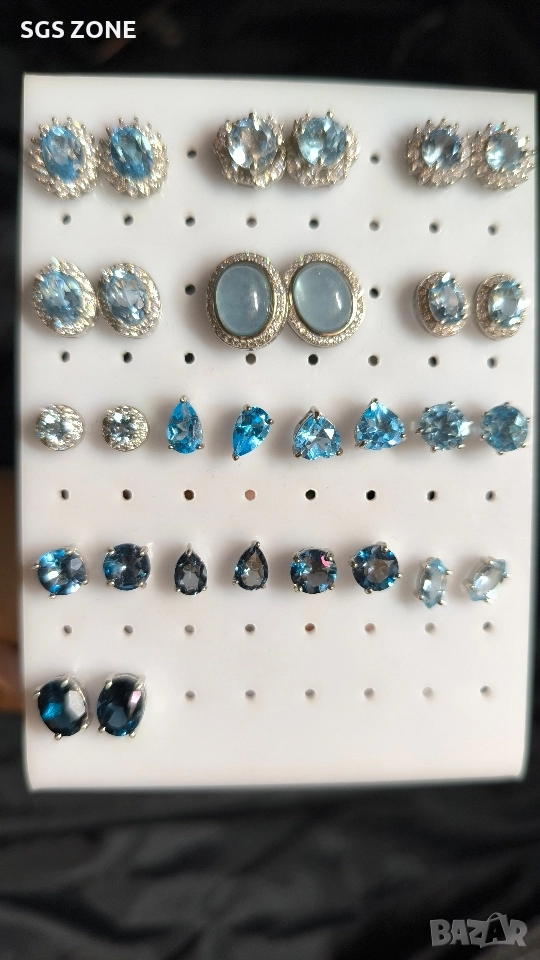 Сребърни обеци с естествен топаз, снимка 1