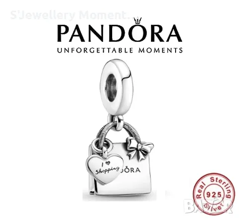 Сребърен талисман 925 Pandora I Love Shopping , снимка 1