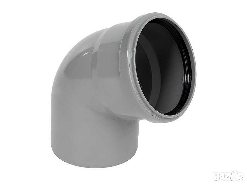 PVC Коляно за канализация Ф110x87, до 90°C, Сиво, снимка 1