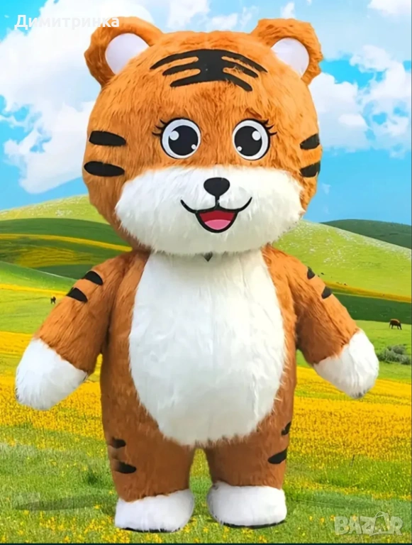 Надуваем костюм / маскот на тигър 2,6 метра висок, за изненади, парти, снимка 1