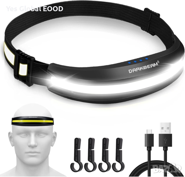 DARKBEAM LED челник с USB-C и 230° широк лъч светлина, снимка 1