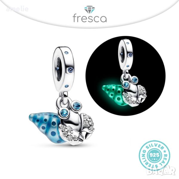 Талисман Fresca по модел тип Пандора сребро проба 925 Pandora Blue-Eyed Blue Crab. Колекция Amélie, снимка 1