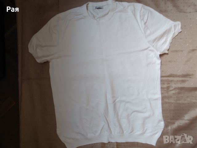 Бяла блуза zara с къс ръкав по плътна , снимка 2 - Блузи - 46365324
