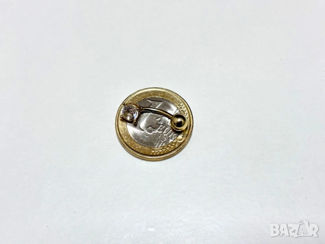 Златна обеца за пъп- 1,07 грама, 14К (проба 585), снимка 9 - Обеци - 54055063