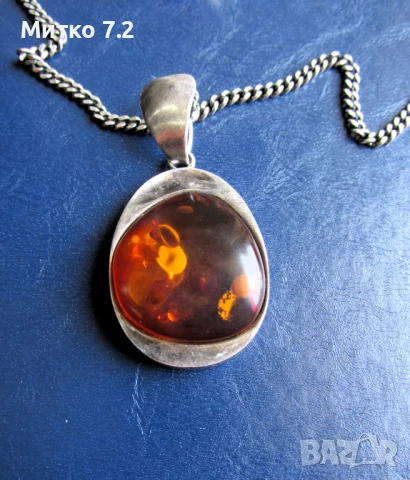 Старинен сребърен комплект с естествен кехлибар, снимка 6 - Бижутерийни комплекти - 50791555